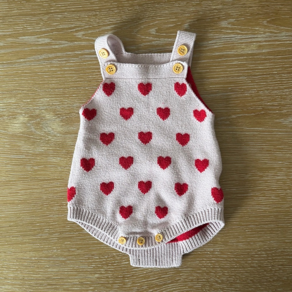 Pink Heart Patterned Baby Romper